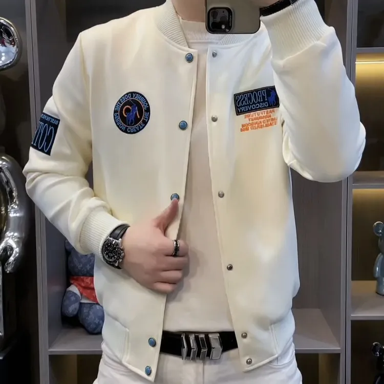 L7春秋新款时尚刺绣外套夹克休闲百搭男士欧货潮流百搭外套夹克