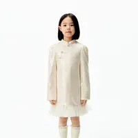 littlemoco童装25冬装新款女童珠片绣长袖连衣裙裙子新中式