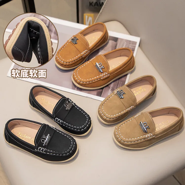 豆豆鞋3-6岁男童春秋黑皮鞋学生演出小童英伦皮鞋小皮鞋儿童单鞋