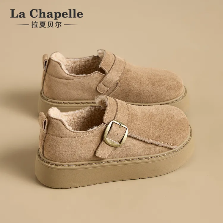拉夏贝尔冬季勃肯鞋女厚底增高女鞋加绒保暖2025新款爆款休闲棉鞋