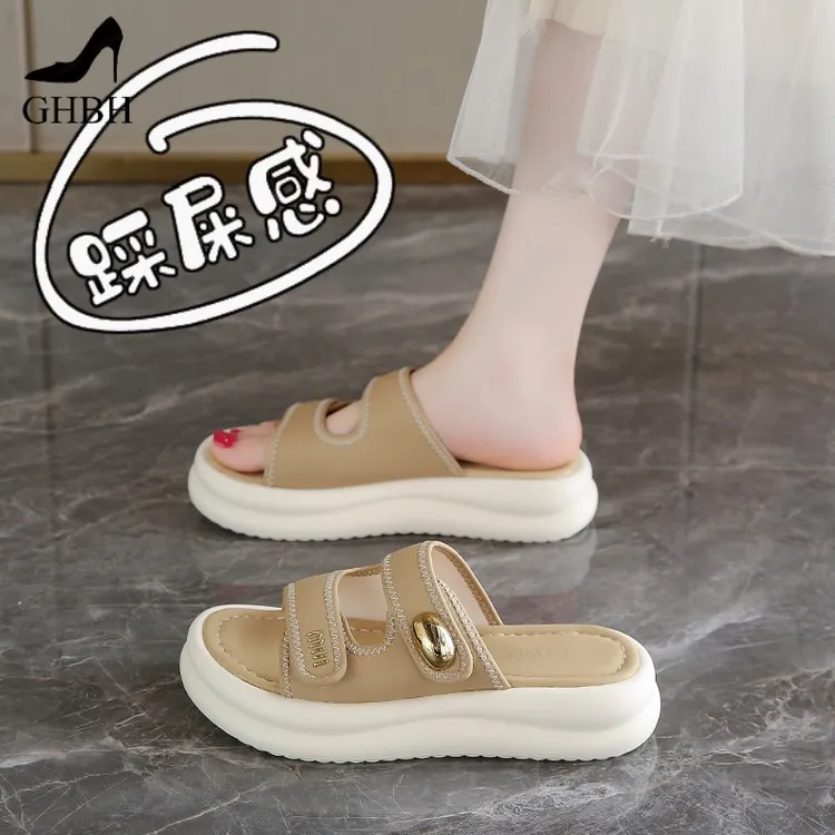 凉拖鞋女外穿2025新款夏季凉拖孕妇专用沙滩配裙子的厚底凉鞋34码