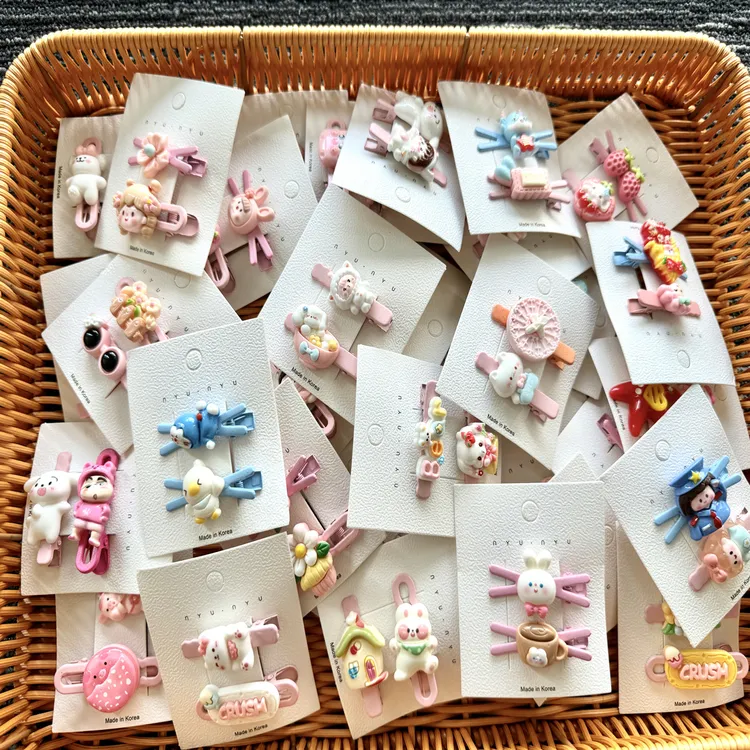 随机款50个韩版边夹卡通风鸭嘴夹女发夹发饰幼儿少女风夹子