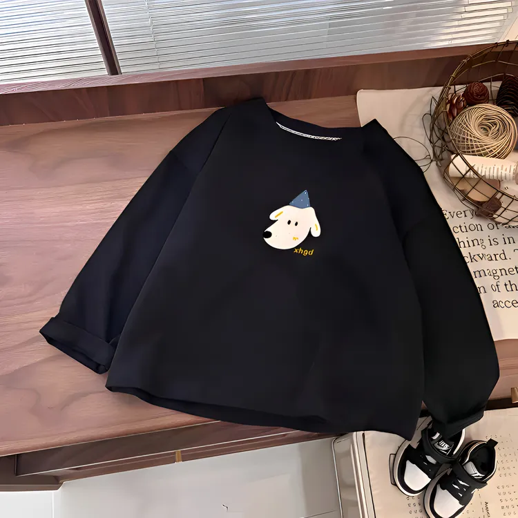 儿童纯棉洋气长袖卡通T恤印花女童秋季新款百搭休闲打底小童上衣