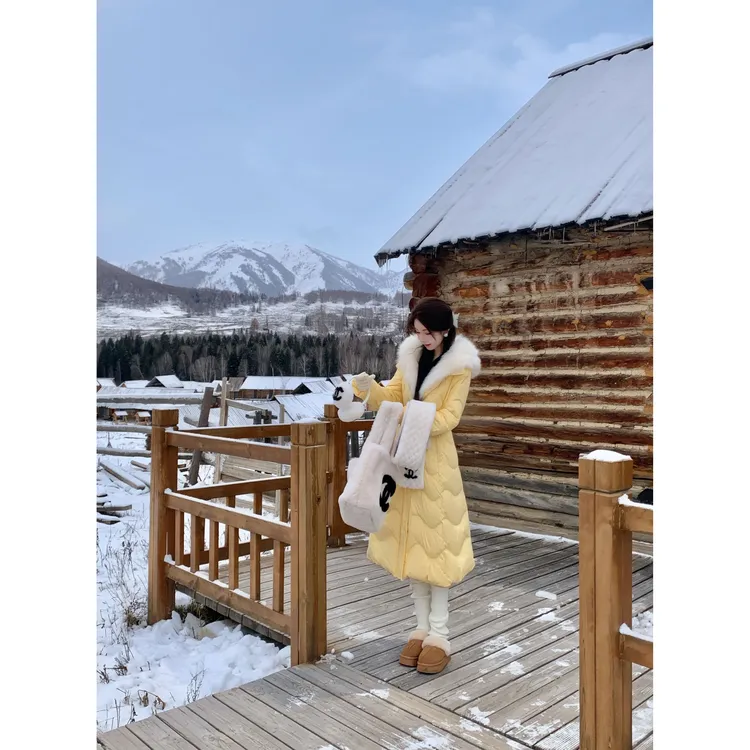【雅乔定制】瑞士冬雪 可拆卸狐狸毛领长款鹅绒羽绒服DYZY-25107793