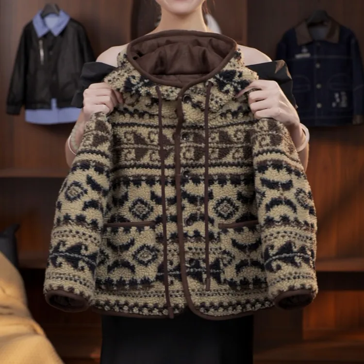 儿童毛毛衣外套2025秋冬季新款男女童洋气提花羊羔绒加棉加厚上衣