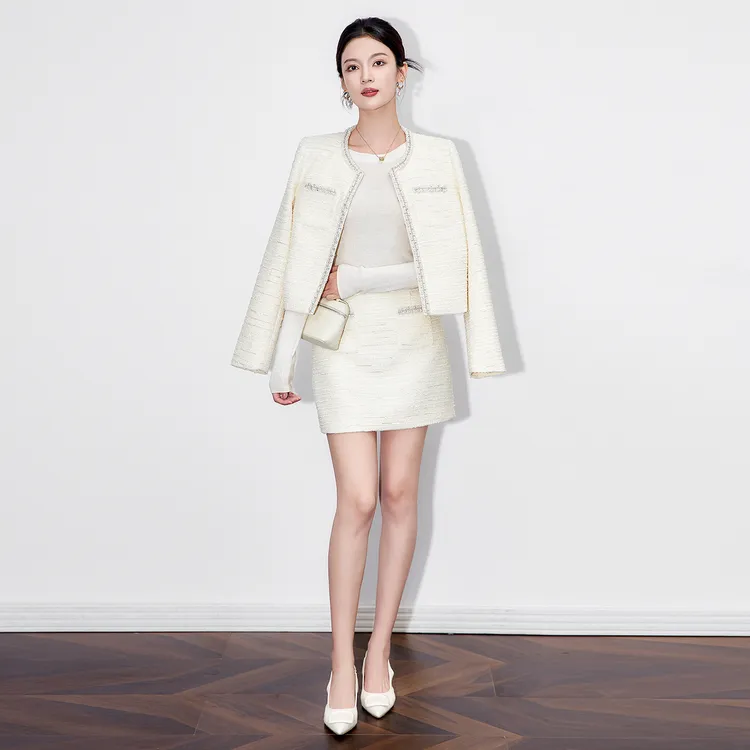 重工轻奢千金风白月光小香套装外套+半裙手工钉珠秋冬新秋季新款
