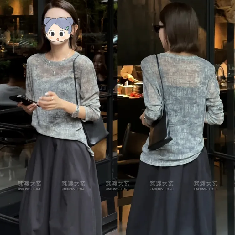 2025春夏新款时尚显瘦气质女士网红洋气两件套百搭款D5117