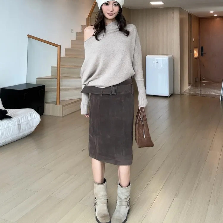 【部分现】2025秋季新款百搭气质显瘦复古直筒半身裙女H40032