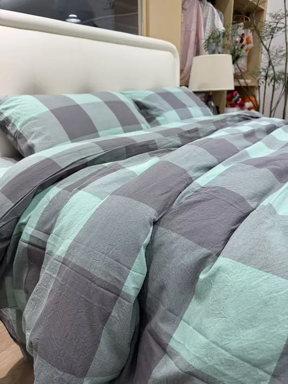 【纯棉床单】纯棉色织水洗棉A类 柔软透气 简约格子套件精梳细纱
