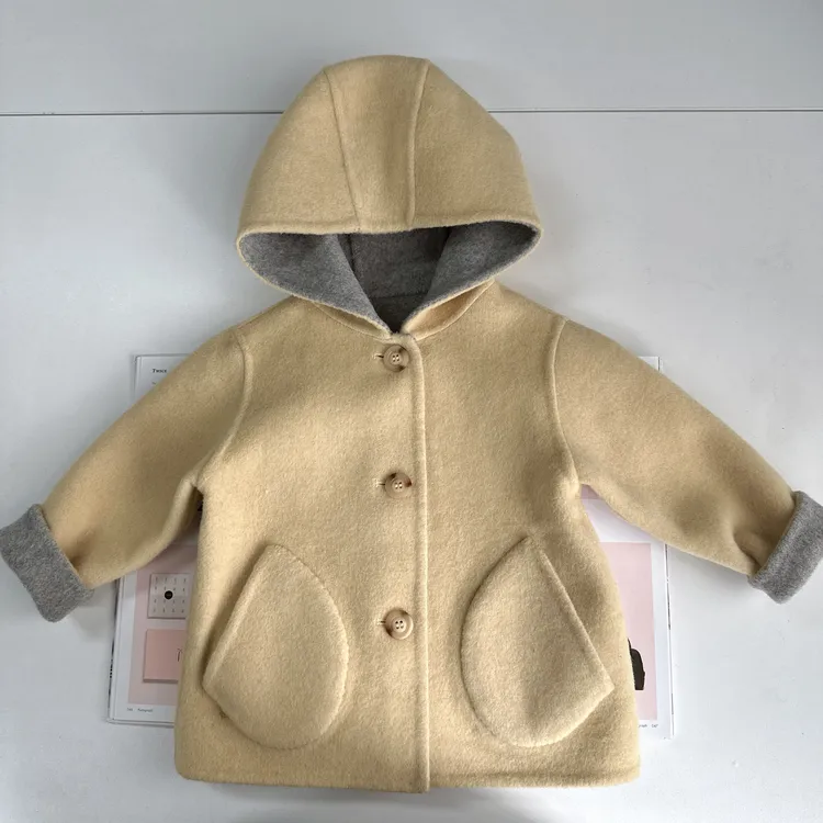 【双面穿双面呢外套】婴儿童上衣服男童女宝宝春秋冬大衣女童