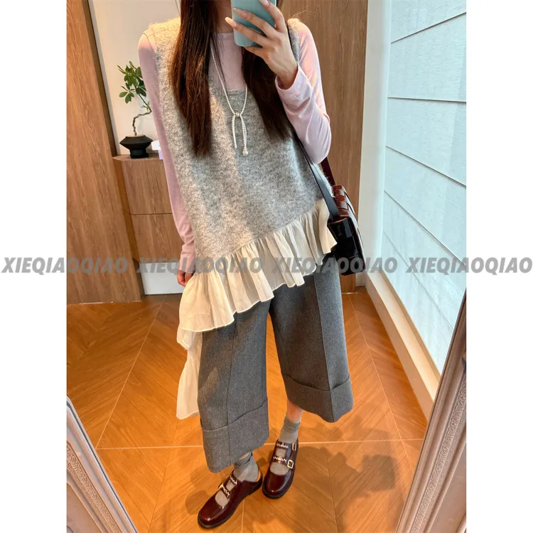 谢荞荞「呼吸节奏」莱赛尔醋酸绵羊毛秋季新款圆领长袖打底上衣