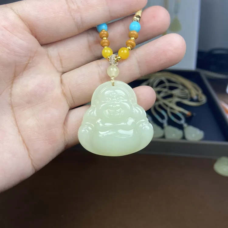 天然玉石佛公 弥勒佛吊坠40佛公
