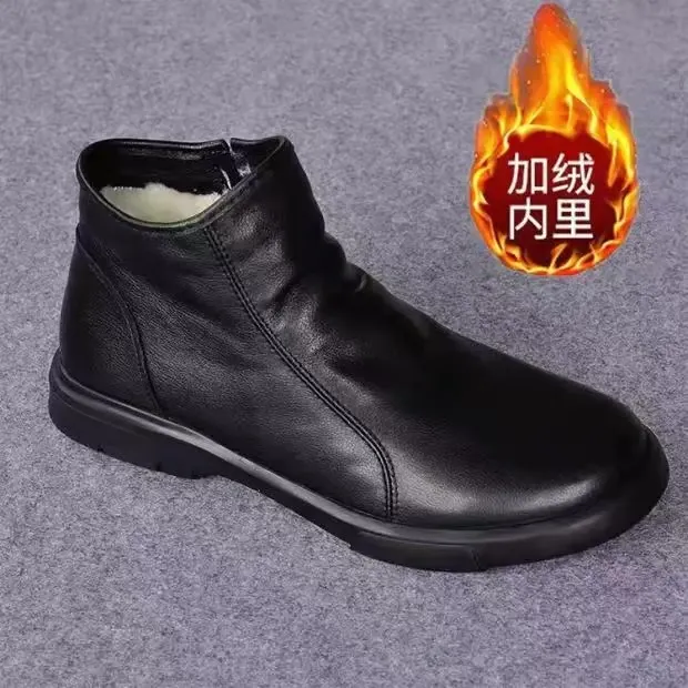 外贸冬季真皮男款纯皮马丁靴加绒保暖高帮时尚舒适百搭软底男士鞋