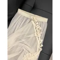 凌儿小姐【衬裙】百搭米白色半身裙流苏高腰