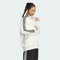 adidas阿迪达斯三条纹立领外套春秋女白毛圈布针织夹克JN0760