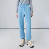 松紧腰束脚加绒休闲裤女简约纯色百搭直筒运动风慵懒卫裤