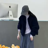 秋冬款韩版下摆松紧压线夹棉短外套棉衣