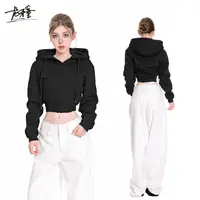 龙牙童推荐【美式宠儿】美式性感辣妹短款高腰连帽卫衣拉链秋冬外套