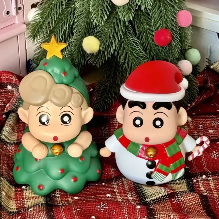 蜡笔小新圣诞款小新小葵装饰摆件呆萌可爱公仔潮玩手办动漫饰品