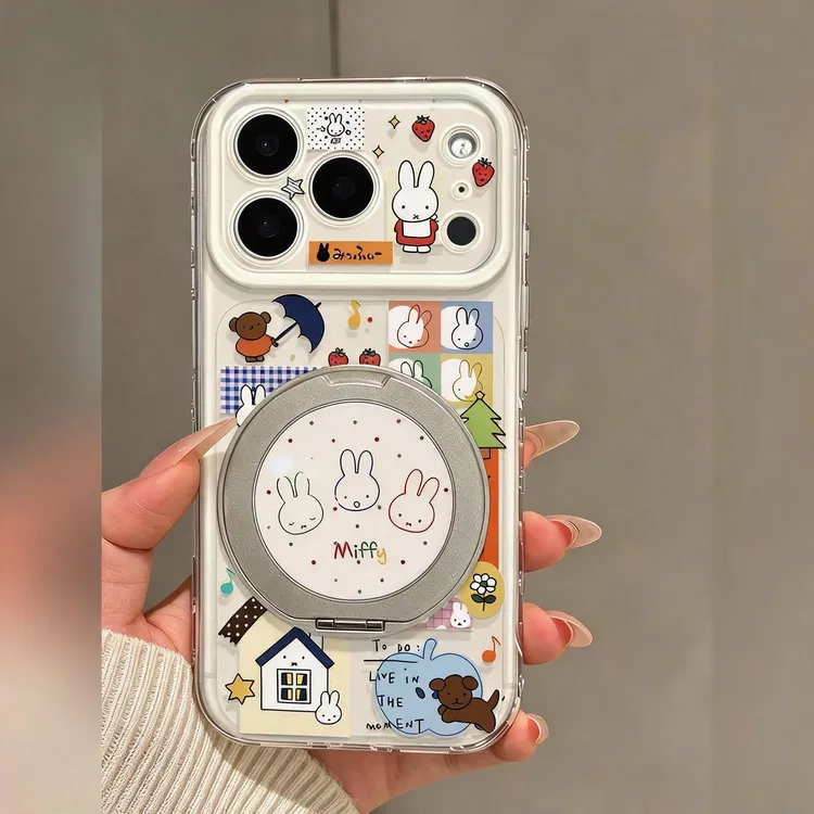 小菲兔支架手机壳适用苹果17iPhone16/15/华为小米15vivo爱心视窗
