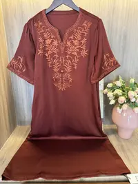 水如画【红颜】重工系列秋季新中式国风圆领气质宽松显瘦短袖连衣裙