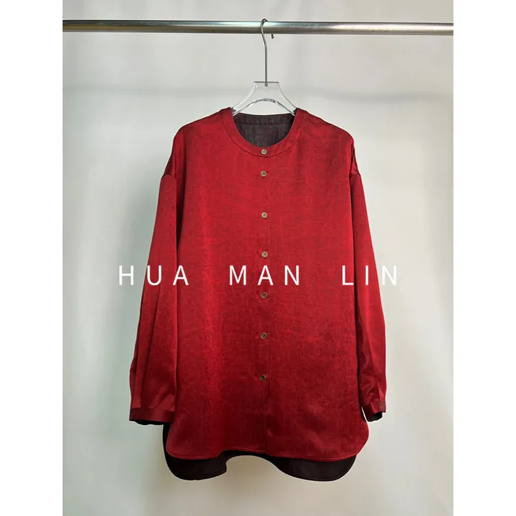 【花滿林】圆领35MM小重缎香云纱真丝桑蚕丝上衣258182