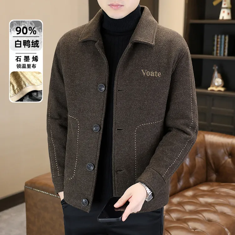 高品质男士潮流高档毛呢大衣时尚休闲大衣男士冬季保暖外套防寒