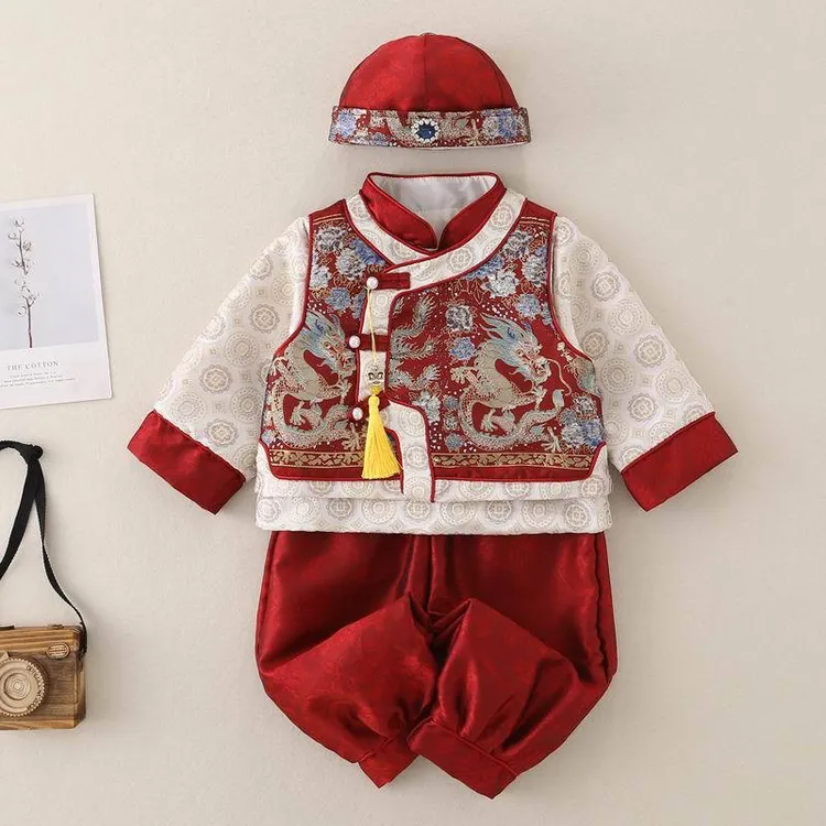 周岁礼服男宝宝春装婴儿生日抓周服男童新中式男孩百天衣服洋气春