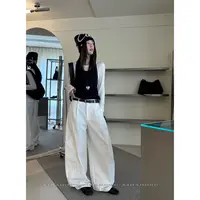 爱唯依（F）-设计感侧布袋！阔腿洗棉弯刀休闲裤（XD66213#）喜大东