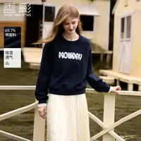 W95W637卫衣 香影圆领卫衣女套头冬季新款蕾丝拼接字母无帽宽松藏