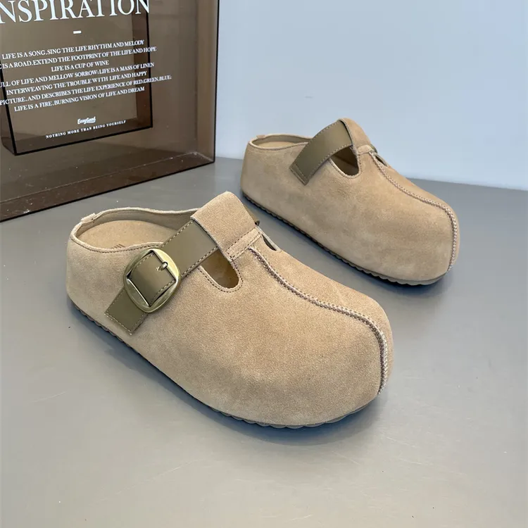 2025秋季新款复古丑萌大头厚底勃肯鞋外穿包头穆勒鞋增高半拖鞋女