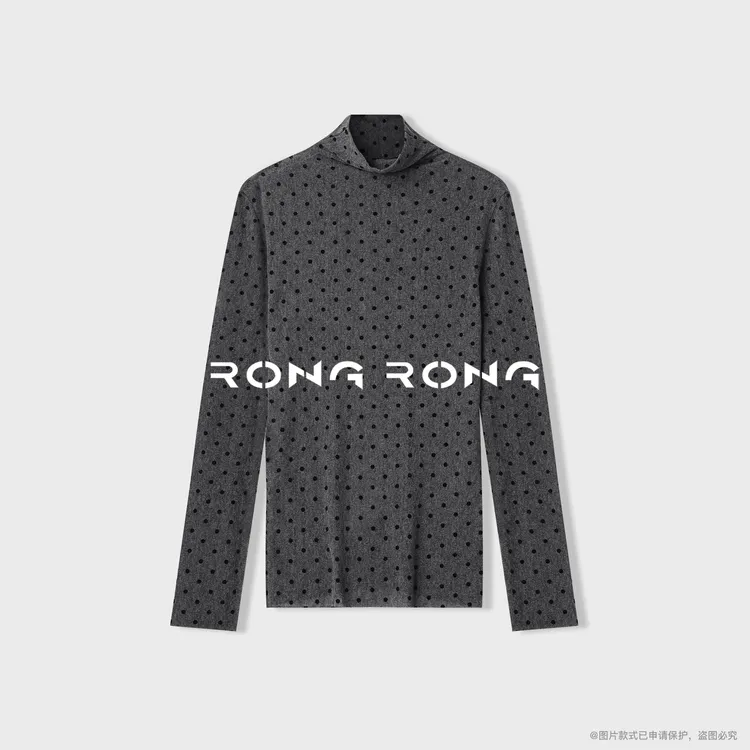 溶溶【波点星梦】RONGRONG 高领法式复古撞色波点长袖打底衫CW836