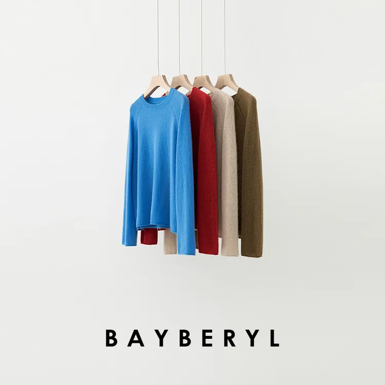 BAYBERYL老贝舒服蕾*丝羊绒圆领插肩百搭冬针织衫ZZS5L0301-12/12