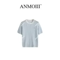 ANMOIII【微微一笑】休闲衣服女慵懒风短袖财阀千金女装T恤漂亮小衫