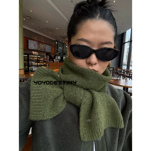 显白极简！欧美韩系ins保暖加厚围巾女百搭氛围感软糯围脖蓝灰棕绿