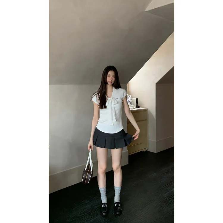 【摩卡手稿半身裙】夏季韩系甜酷风中腰百褶A字显瘦半身裙253C2517