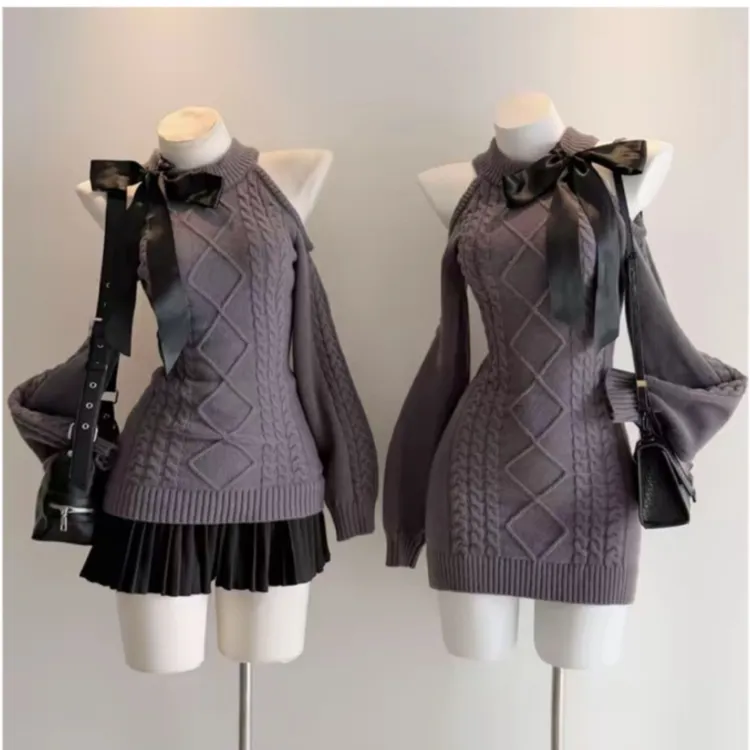 莉莉丝 vintage长袖复古包臀裙 毛衣千金感显瘦收腰