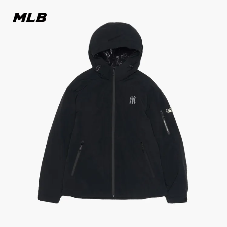 MLB官方 男女情侣纯色百搭防泼水保暖连帽羽绒服25秋冬新款DJB01