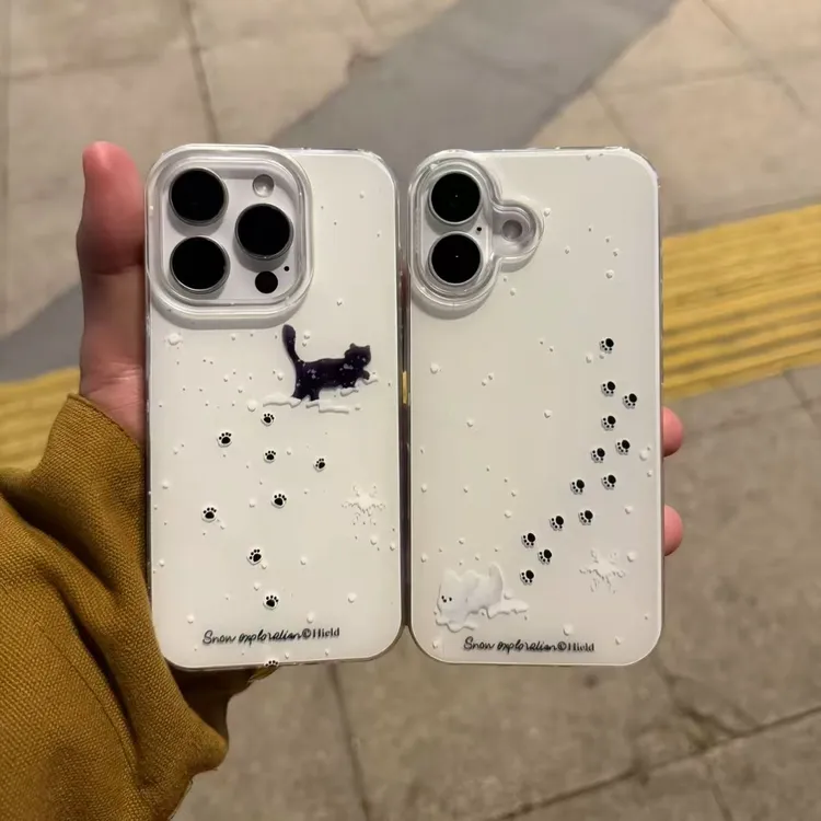 IMD冬日踏雪猫狗适用苹果17手机壳小米14荣耀VIVO华为OPPO一加13T