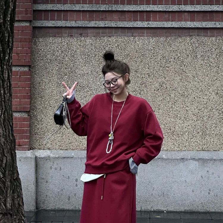 晶咕【日记】加厚绒 时尚百搭韩版设计感大码宽松休闲套装