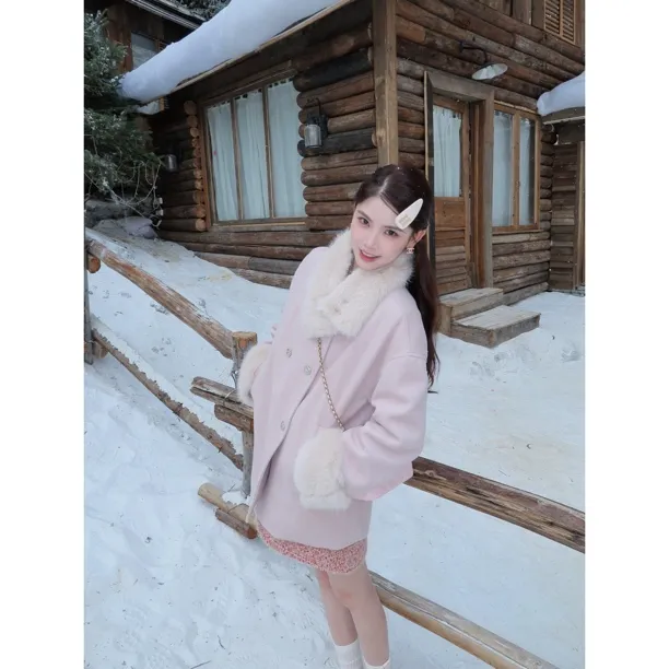 赵小小【软软雪山】10280 90%白鸭绒羽绒服冬季富家千金感毛呢外套