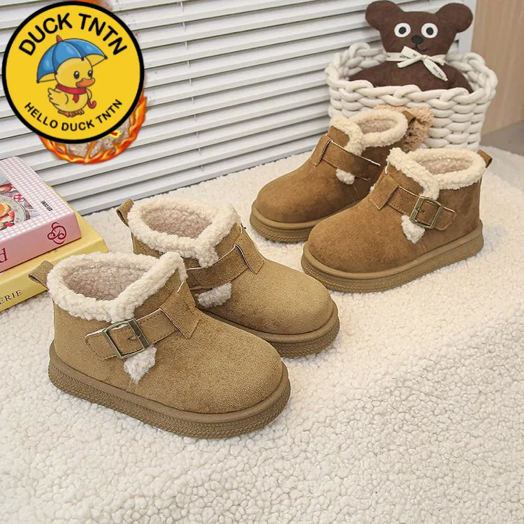 DUCKTNTN小黄鸭女童棉鞋2025冬季新款儿童雪地靴男童大棉鞋保暖加