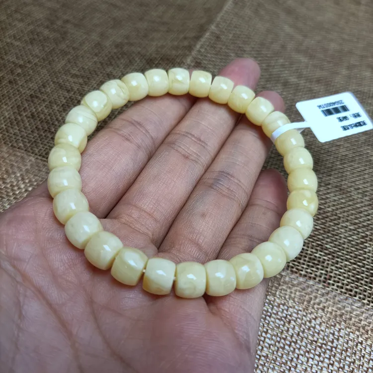 8+天然蜜蜡直切手串~俄料浓蜡满白蜡手串~8.0精工尺寸~5114