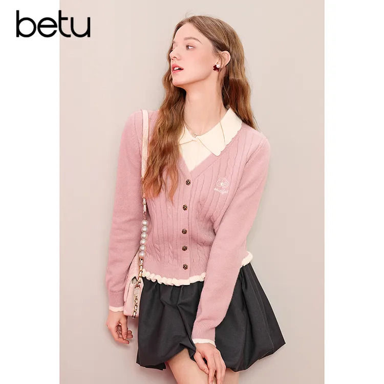Betu/百图2025年冬季新款小香风时尚气质百搭修身毛针织衫2601T05