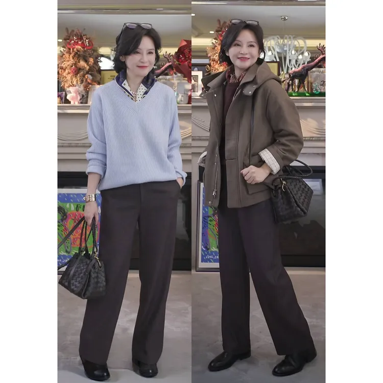 我是摩羯 宝藏神裤 美丽诺羊毛莱赛尔人字纹时尚百搭直筒裤