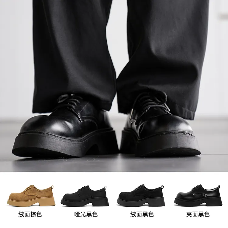 F21德比鞋男2025新款秋季黑色厚底大头工装鞋百搭英伦风休闲皮鞋