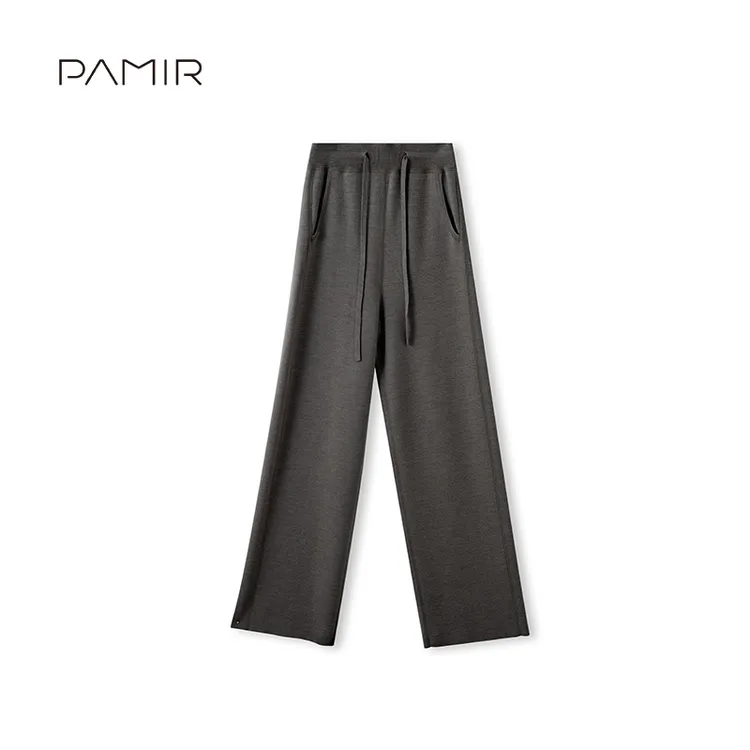 [叶可可]PAMIR秋冬女高腰显瘦精纺羊毛针织百搭阔腿裤 PZ200