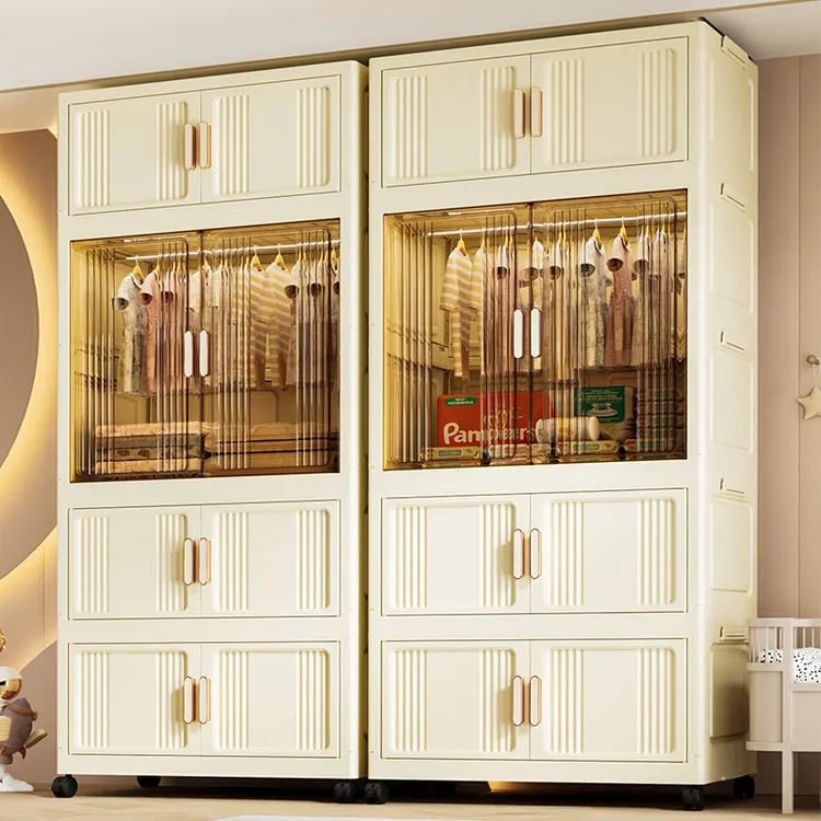 家用收纳柜加厚置物柜可折叠儿童衣柜衣服整理零食玩具塑料储物柜