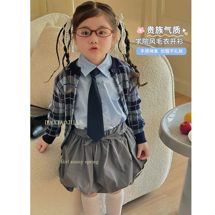 现货【大小卷】女童春秋学院风毛衣开衫-32729