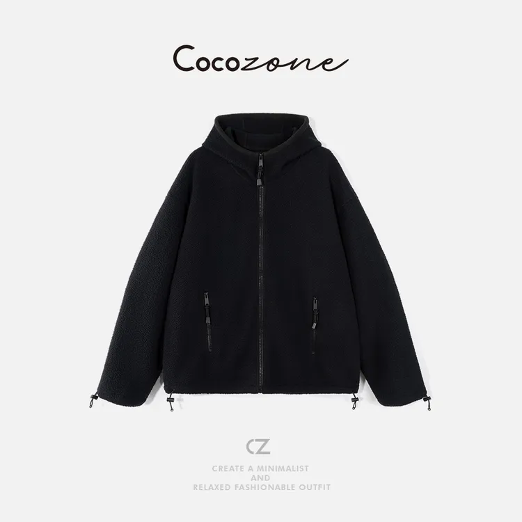 COCO ZONE 刘 一一  纯色连帽拉链外套 CD1A1635